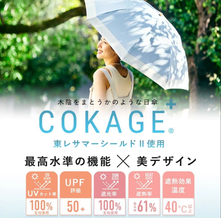 【中古品】2段折りたたみ傘COKAGE＋木手元55cm2WAY