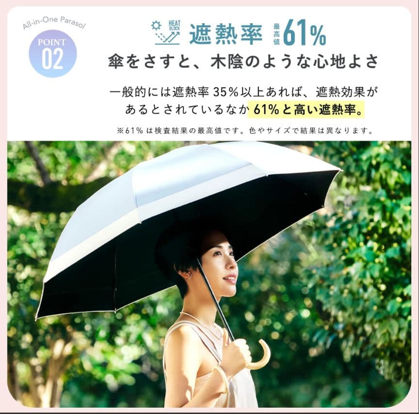 【中古品】2段折りたたみ傘COKAGE＋木手元55cm2WAY