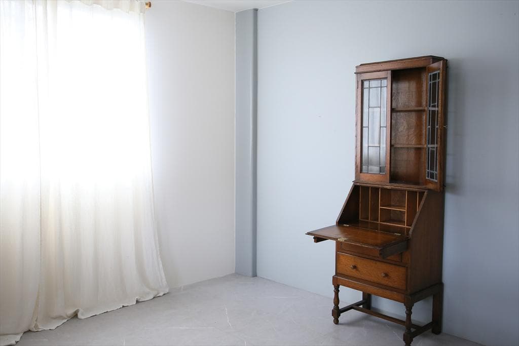 英国アンティーク木製ブックケースビューロー/本棚/机/キャビネット(92-13)