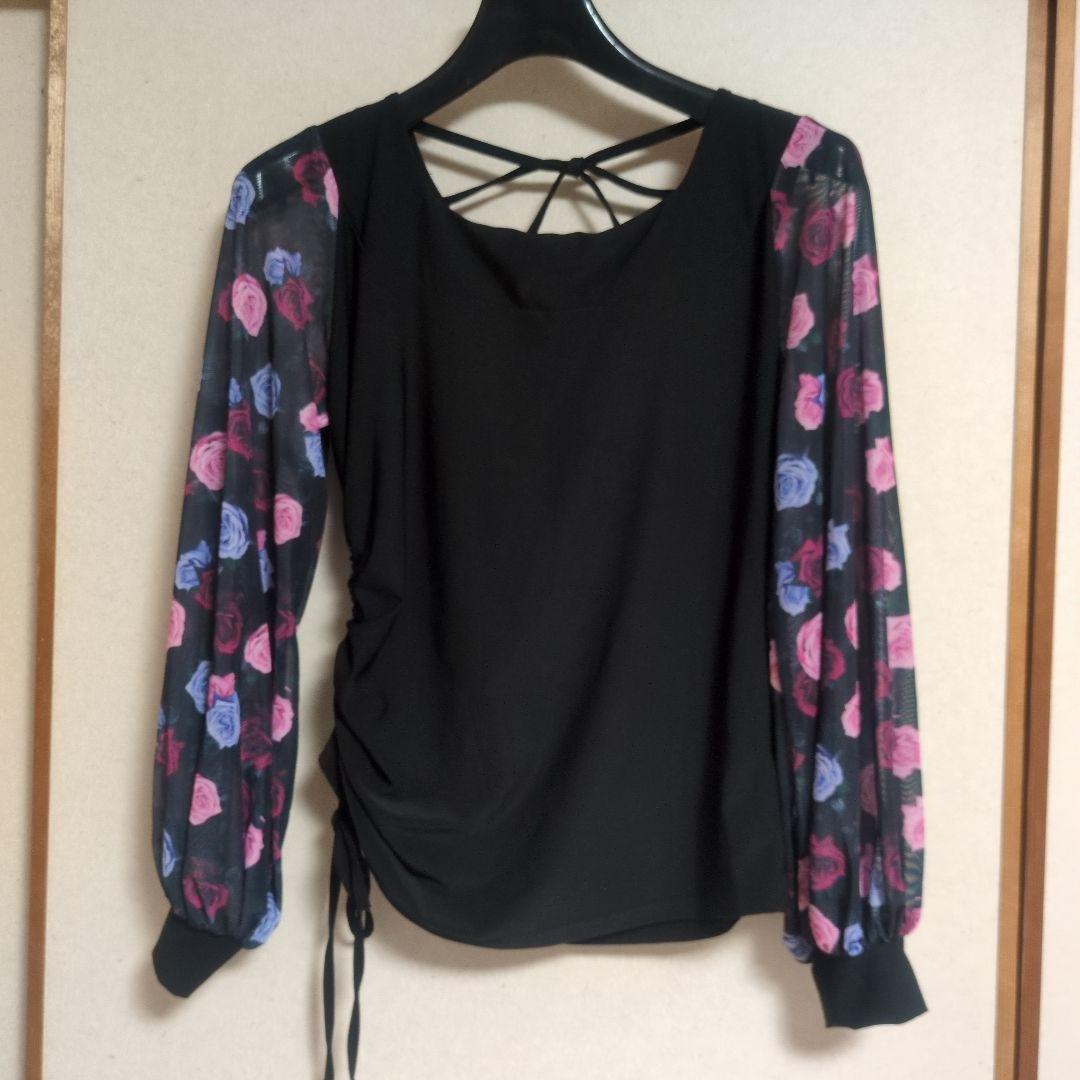 社交ダンス用ドレス 黒と花柄　セットアップ