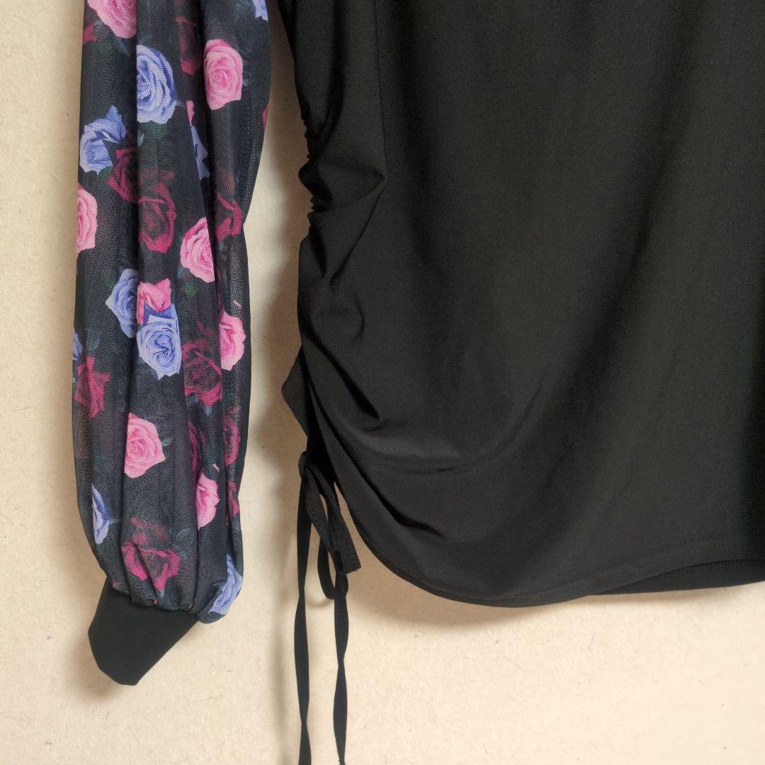 社交ダンス用ドレス 黒と花柄　セットアップ