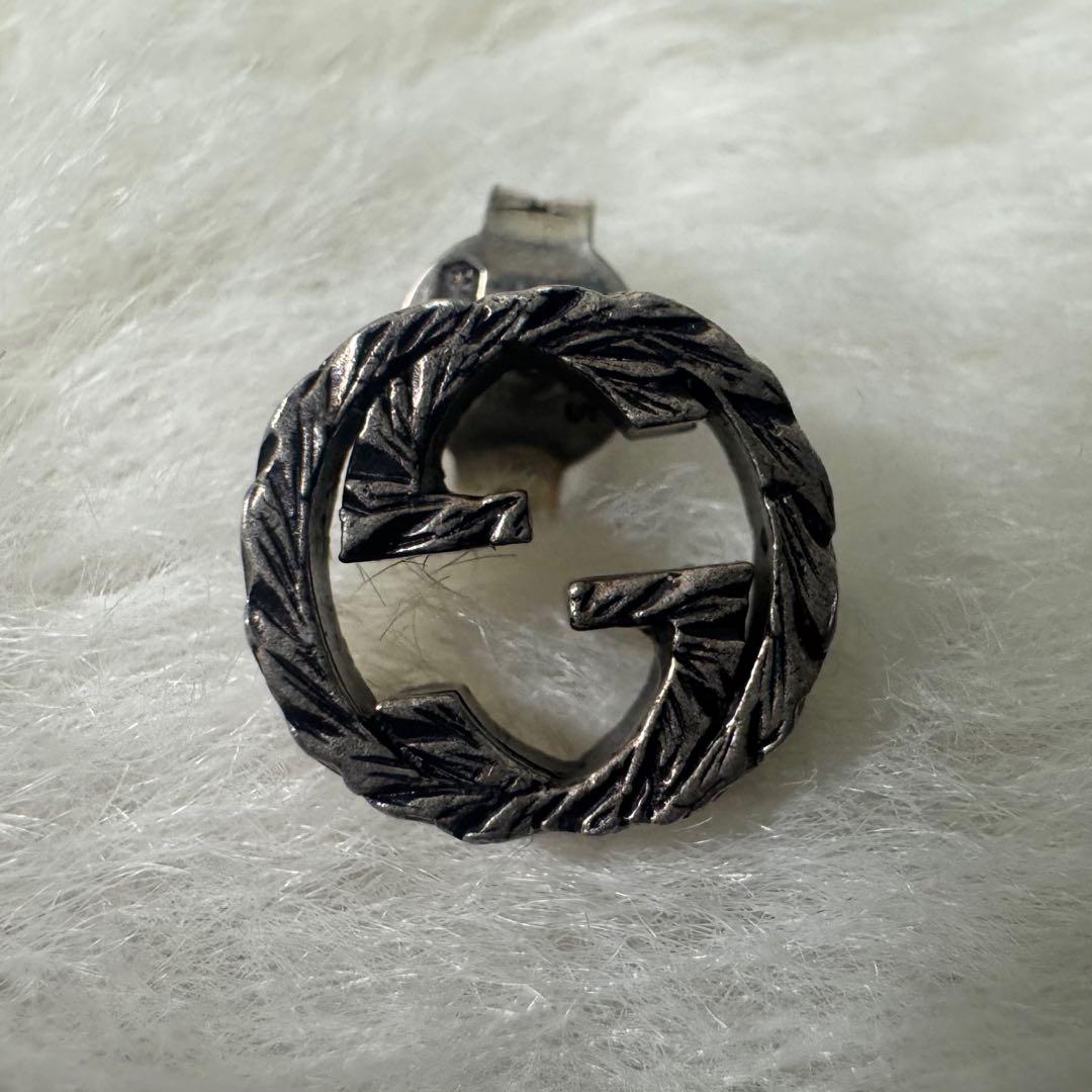 GUCCI グッチ インターロッキング 片耳 ピアス アラベスク シルバー