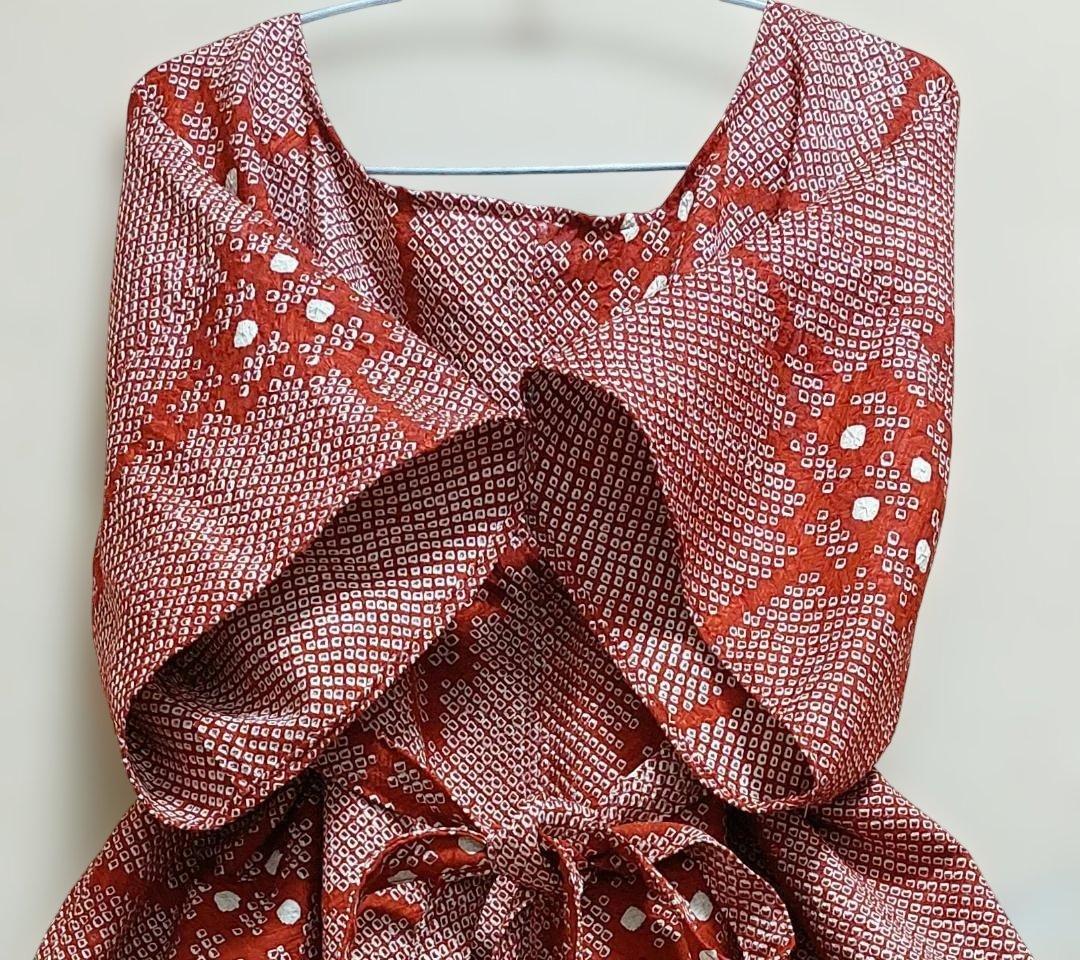 【着物リメイク】☆総絞り☆シルク☆大人☆可愛い☆ワンピース☆