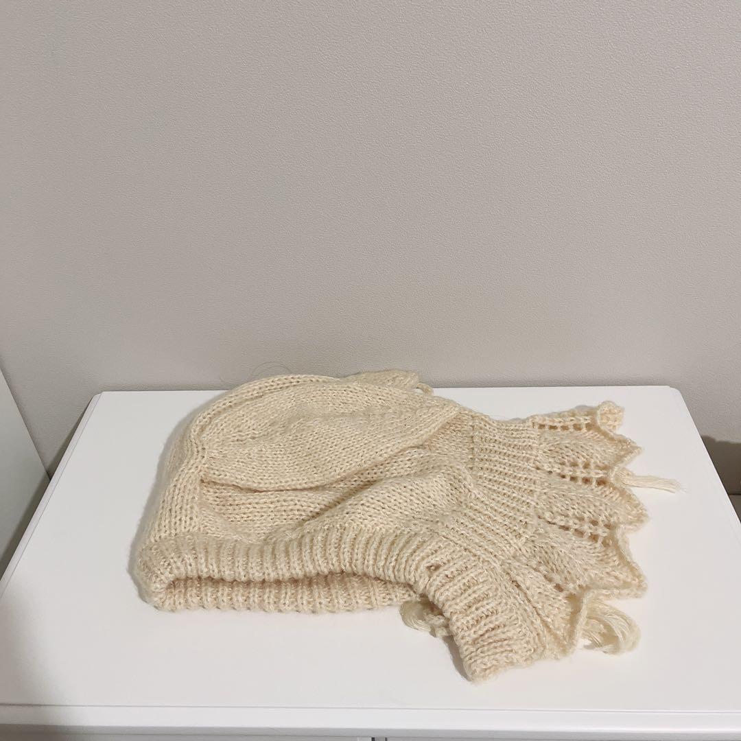 Beams couture うさ耳バラクラバ　エクリュ