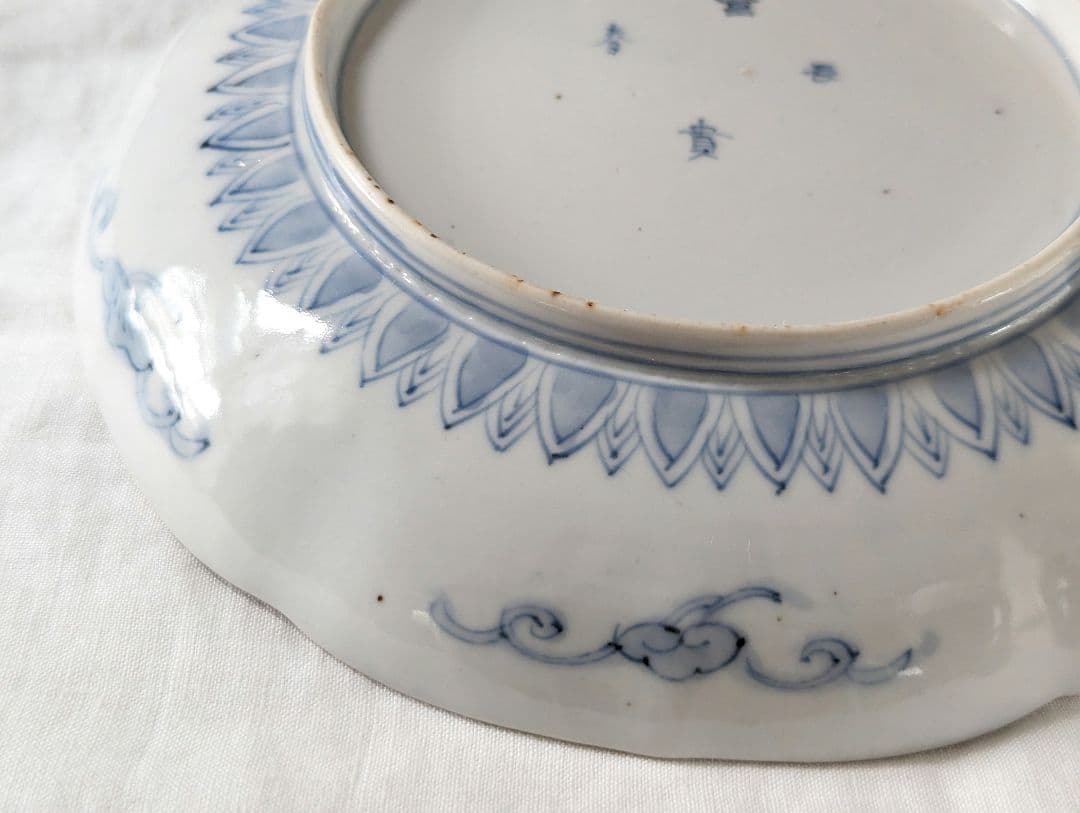 古伊万里　金彩色絵　富貴長春　七寸皿　一客