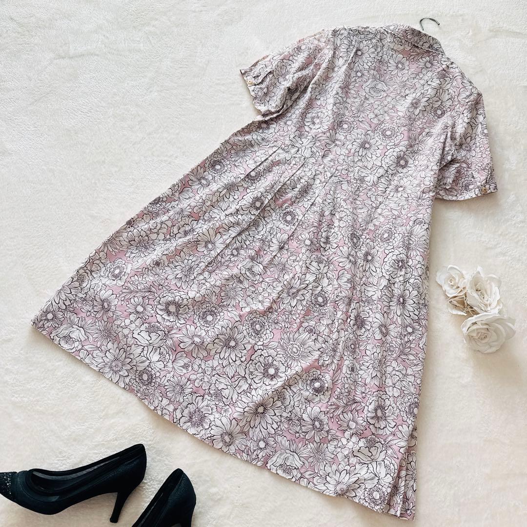 コットンハウス・アヤ リバティプリント ワンピース 日本製 M　シャツ　ロング