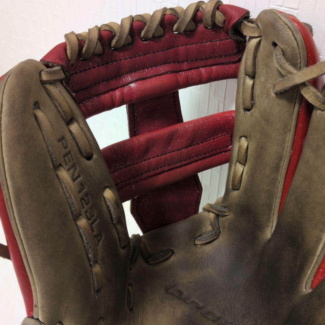 リー♡SSK最高峰 プロエッジ 軟式 内野手用 グローブ 赤ラメ×ベージュ