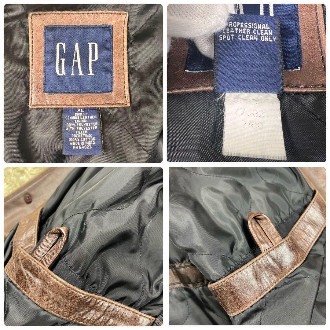 OLD GAP ギャップ 本革 カーコート ジャケット XL 濃茶 野村訓市