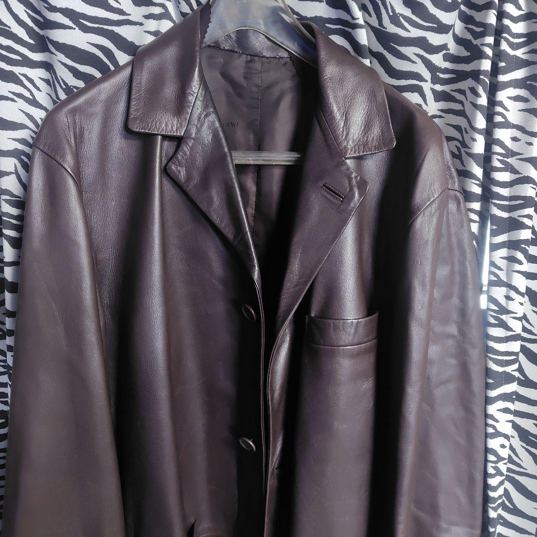 ぱーるまんLOEWE ロエベ　ビンテージ　ダークブラウン レザージャケット