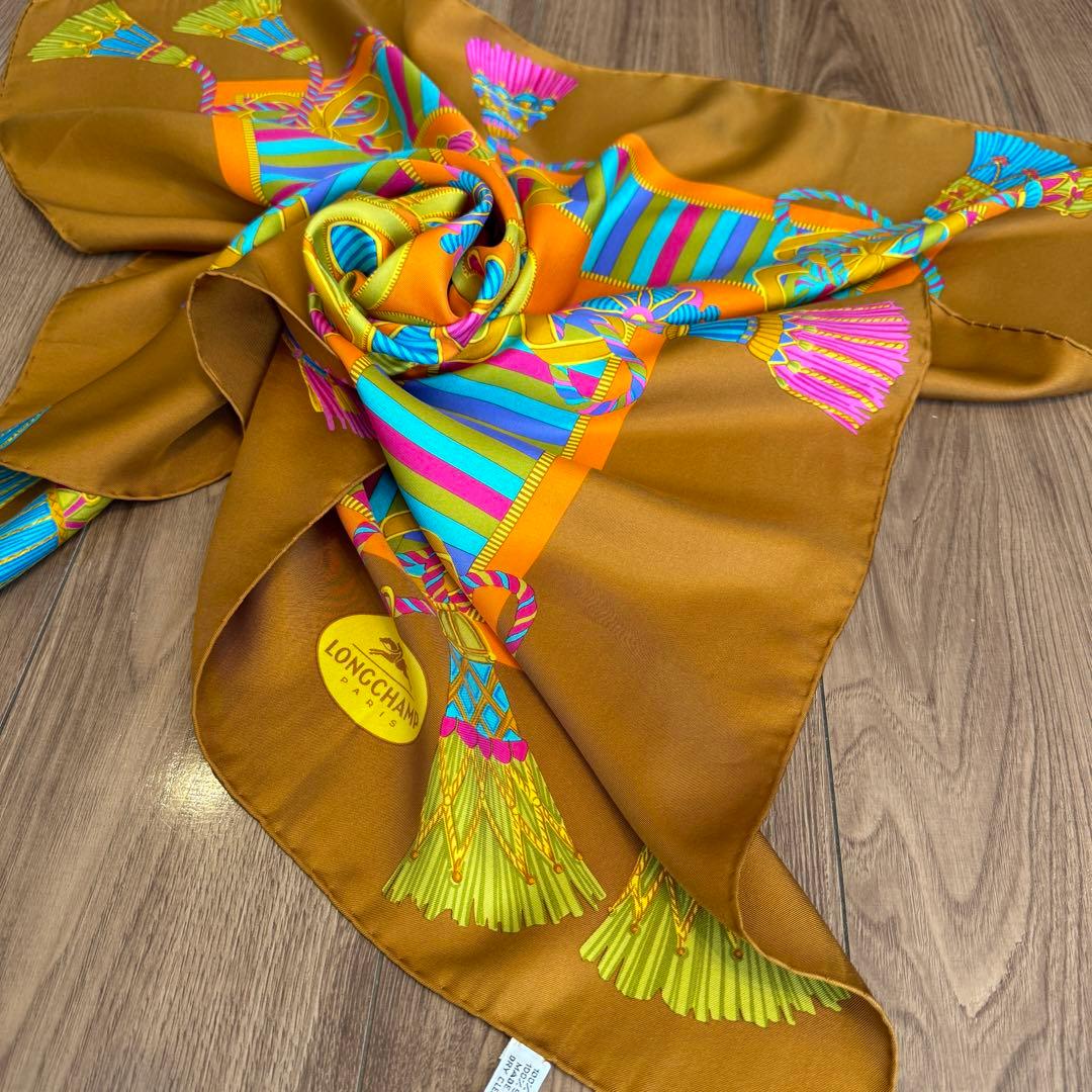 LONGCHAMP ロンシャン　シルク　大判スカーフ