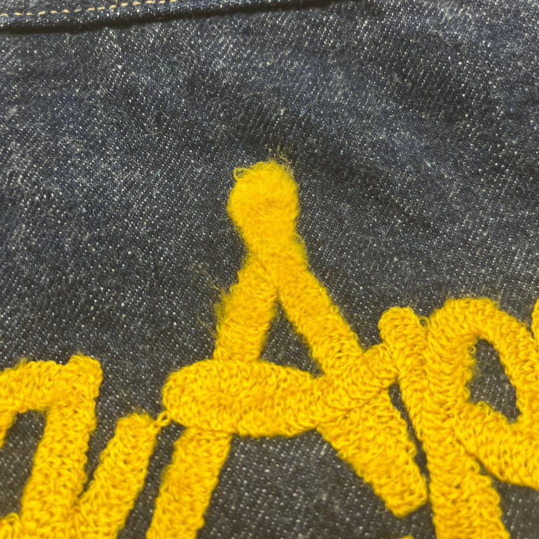 90s 初期　アベイシングエイプ　デニム　ジャケット　ロゴ　刺繍　L
