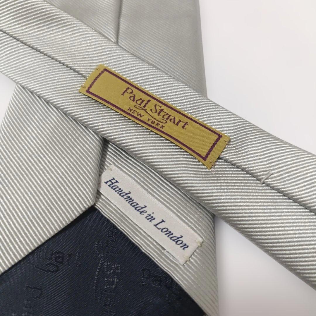 ポールスチュアート ソリッドタイ ネクタイ ライトグレー系 England製