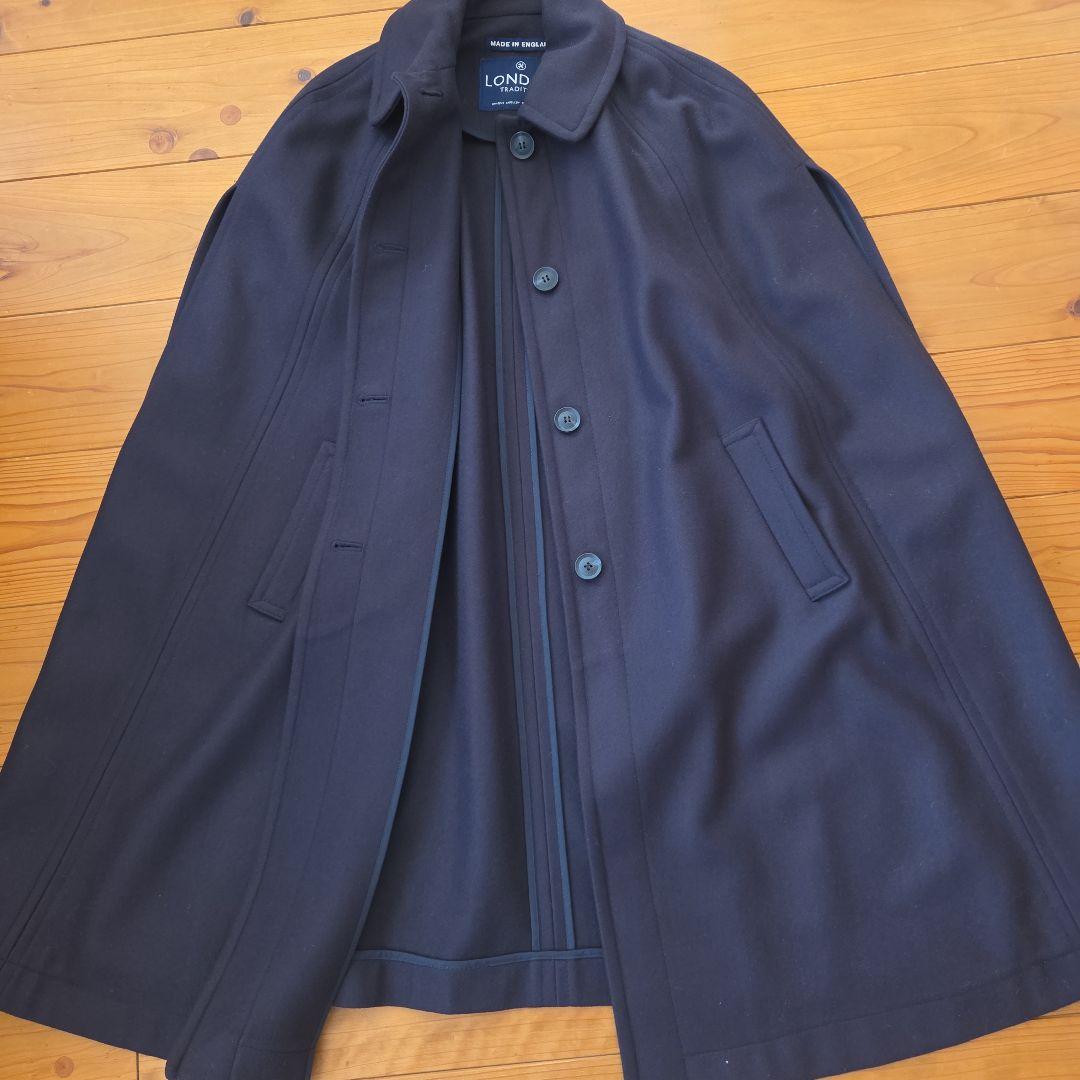 極美品 ロンドントラディション/ビームス ケープコート ジレ ネイビー 英国製