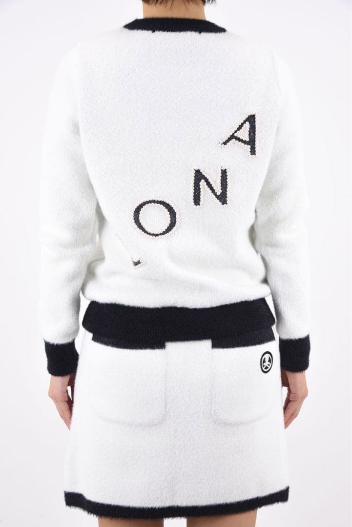 ロゴジャガード×パール バイカラー プルオーバーニット セットアップ