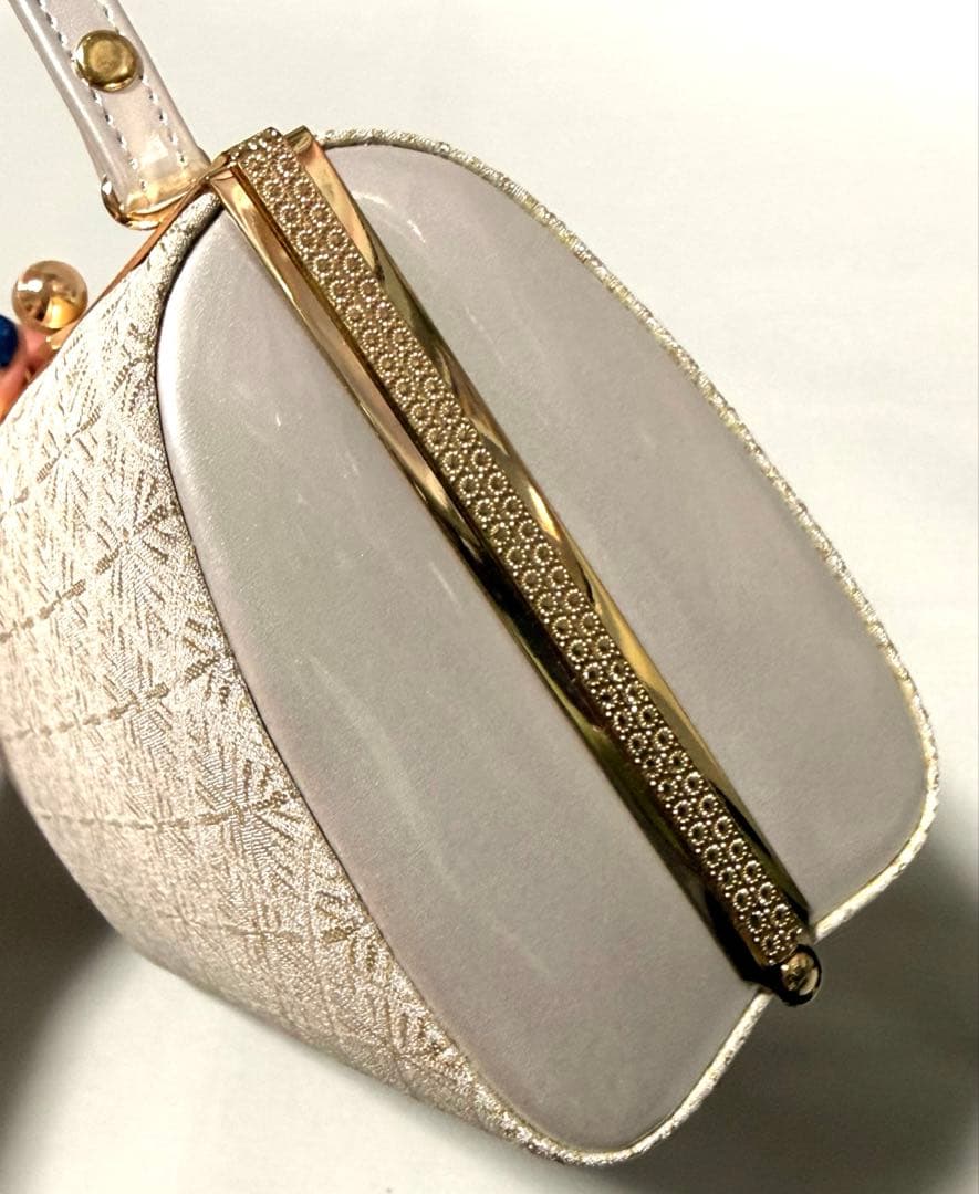 和装草履、バッグセット　シルバー　Lサイズ　ふと目の鼻緒