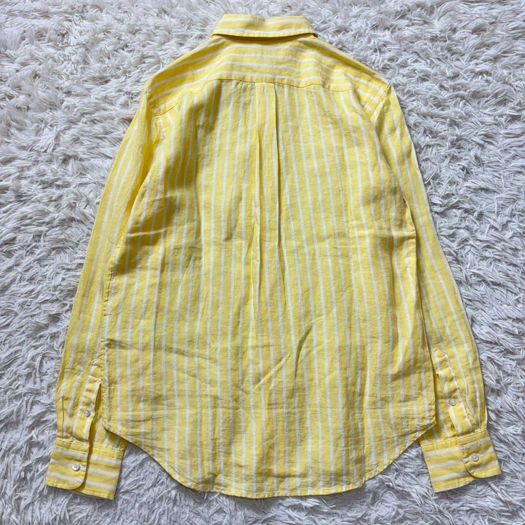 【極美品】ポロラルフローレン　リネンシャツ　ストライプ　イエロー× ホワイト　S