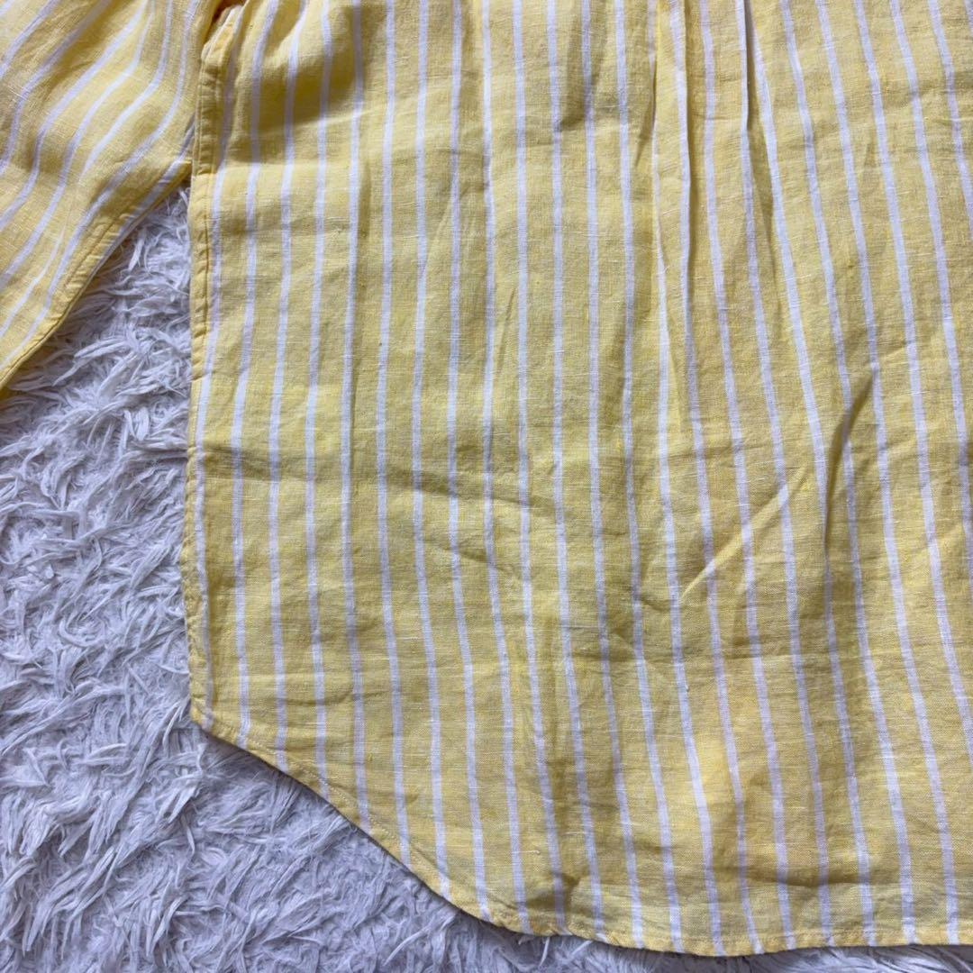 【極美品】ポロラルフローレン　リネンシャツ　ストライプ　イエロー× ホワイト　S