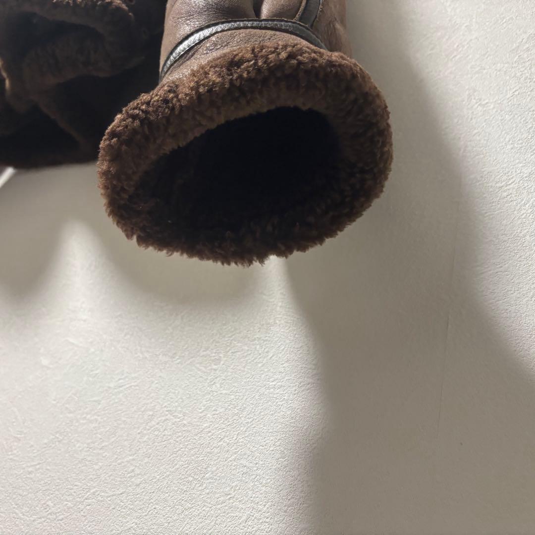 90's✨リアルムートン　シープスキン　レザージャケット　ライダース　茶系　L