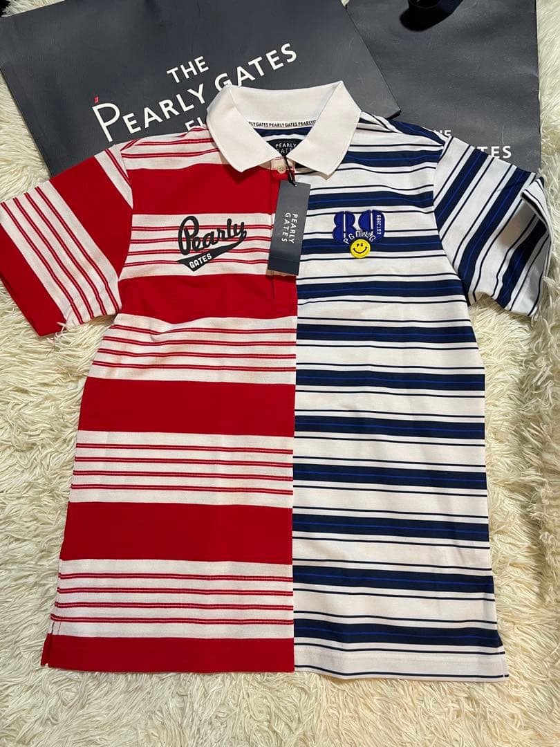 PEARLY GATES Peカノコボーダー半袖ポロシャツサイズ5