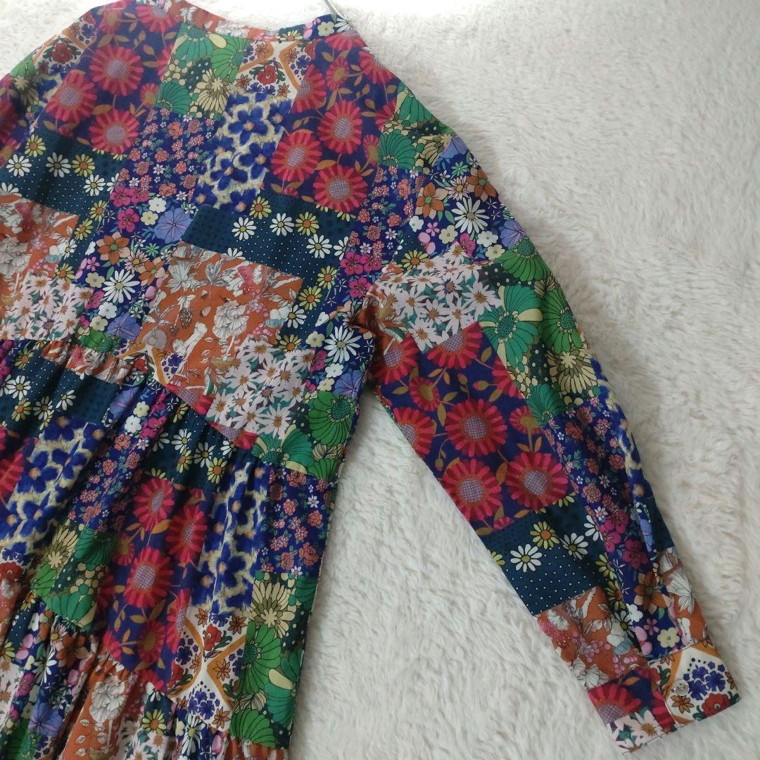 ＊美品＊　スカラー　ScoLar　花柄パッチワーク風　ワンピース