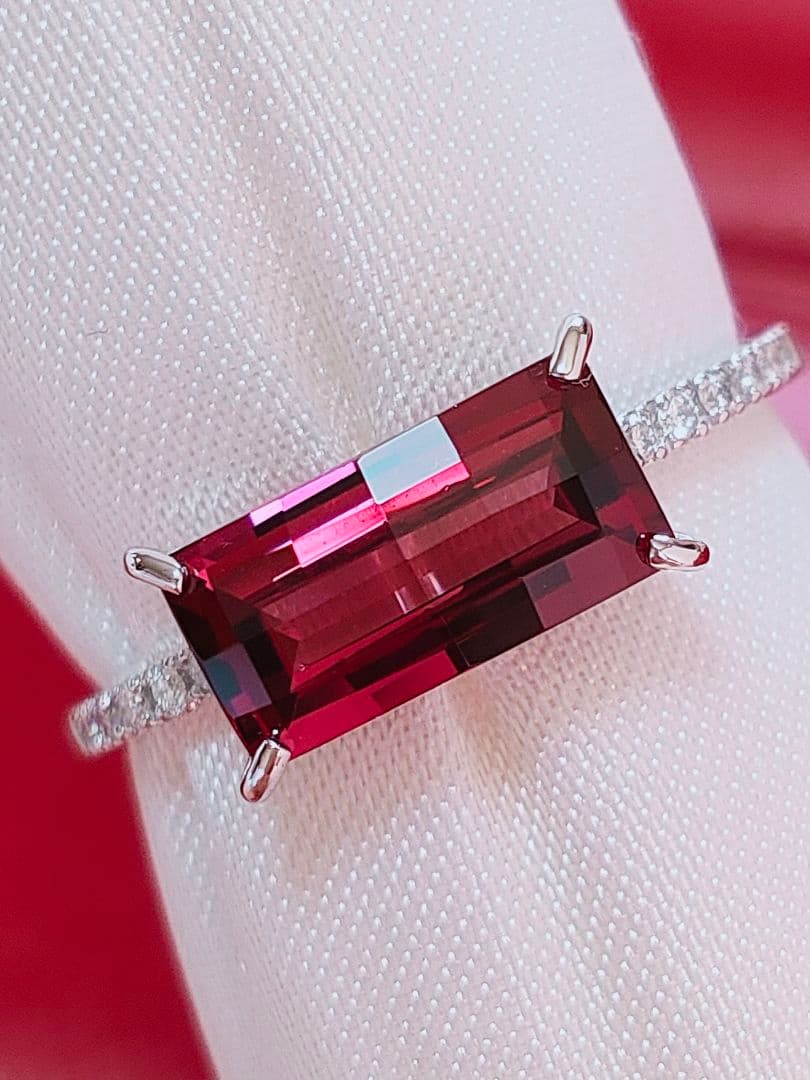 2026新作 未使用 pt900 ロードライトガーネット ダイヤモンド リング