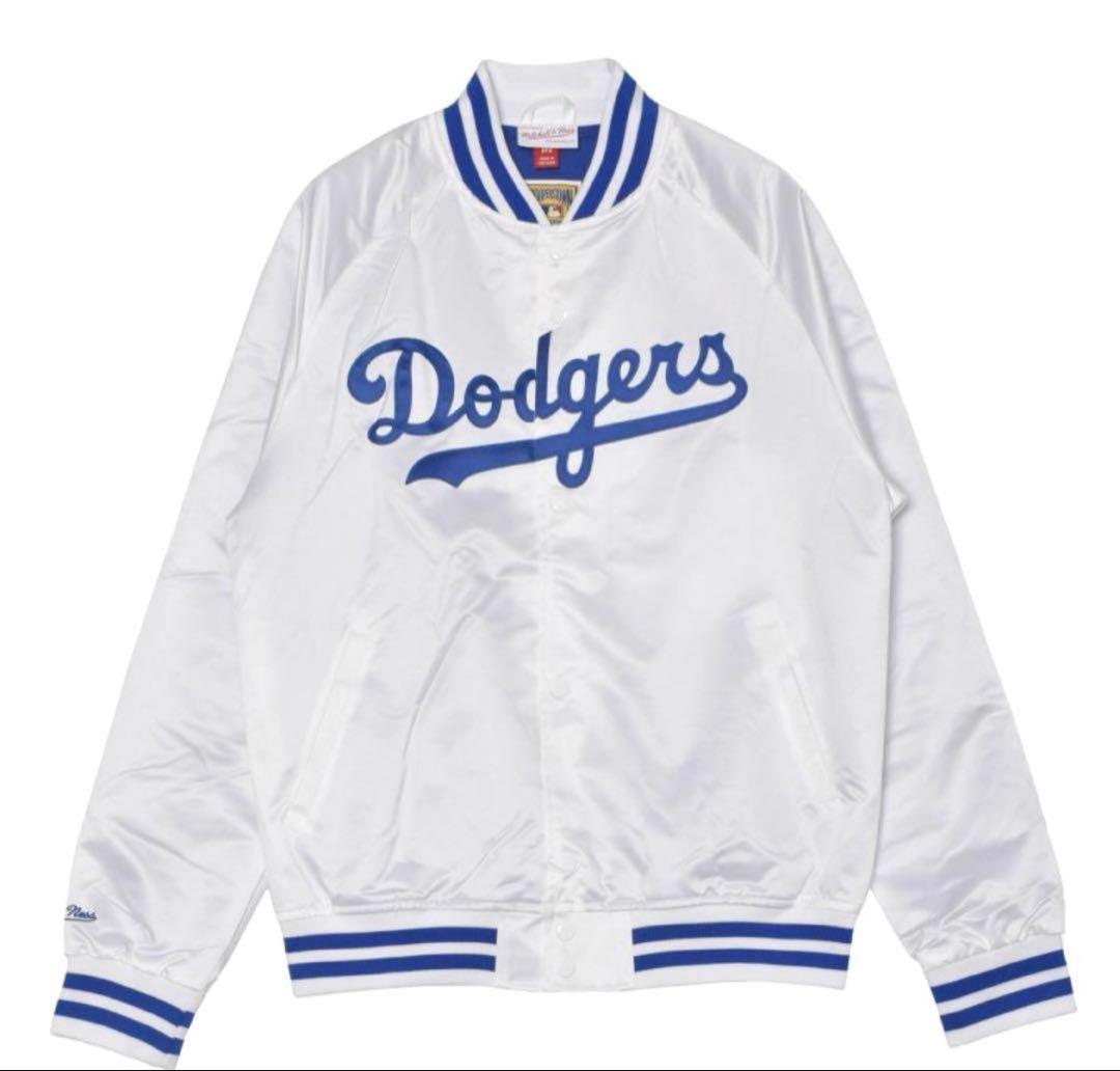 ドジャース スタジャン　ミッチェル＆ネ　Dodgers L (XL相当) 白
