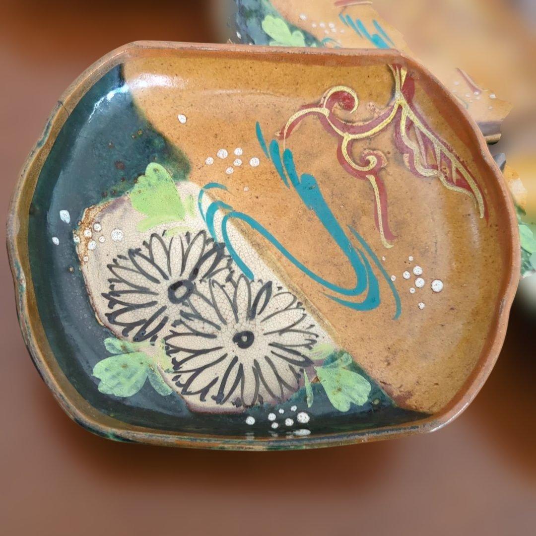 骨董　向付　菊に水流　皿　陶器　取り皿　アンティーク　5枚〜