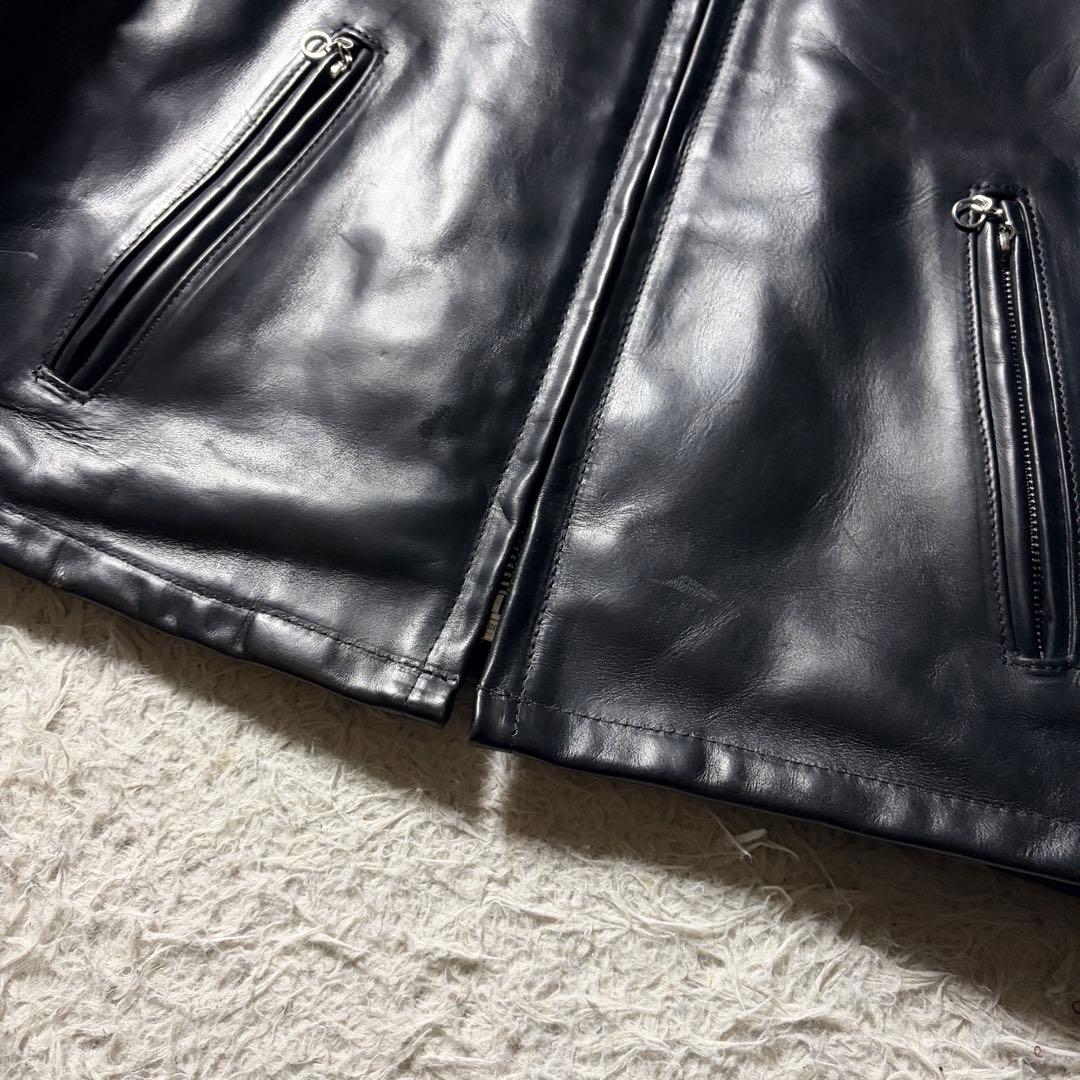 【米国製】Schott レザー ライダースジャケット 黒 40 ホーウィン 牛革