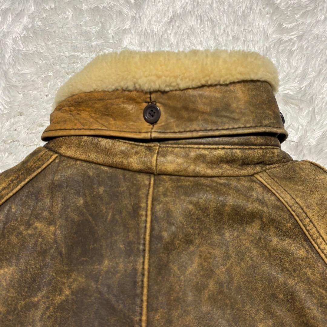 完品 90s G-1 フライト レザージャケット L ムートン 襟ボア 短丈