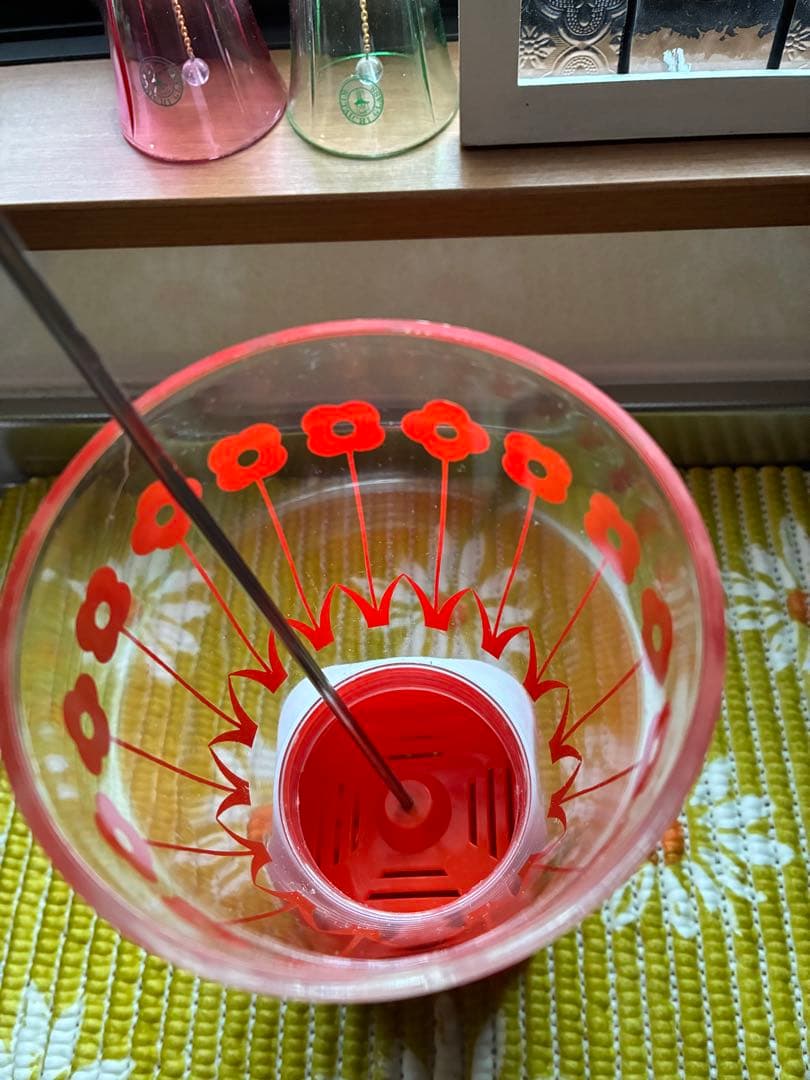 未使用　昭和レトロポップ　花柄箸立て　TOWAトーワ　オレンジ　当時物　レトロ