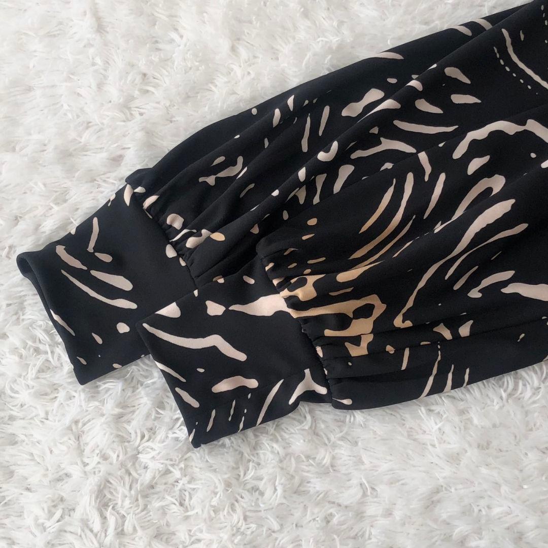 コルコバード ワンピース ロング フレア 総柄 リボンベルト 黒 日本製 S