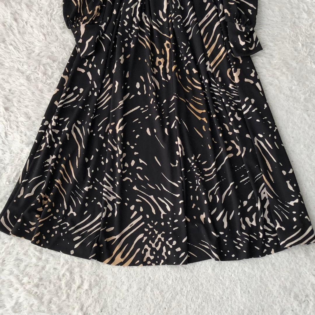 コルコバード ワンピース ロング フレア 総柄 リボンベルト 黒 日本製 S