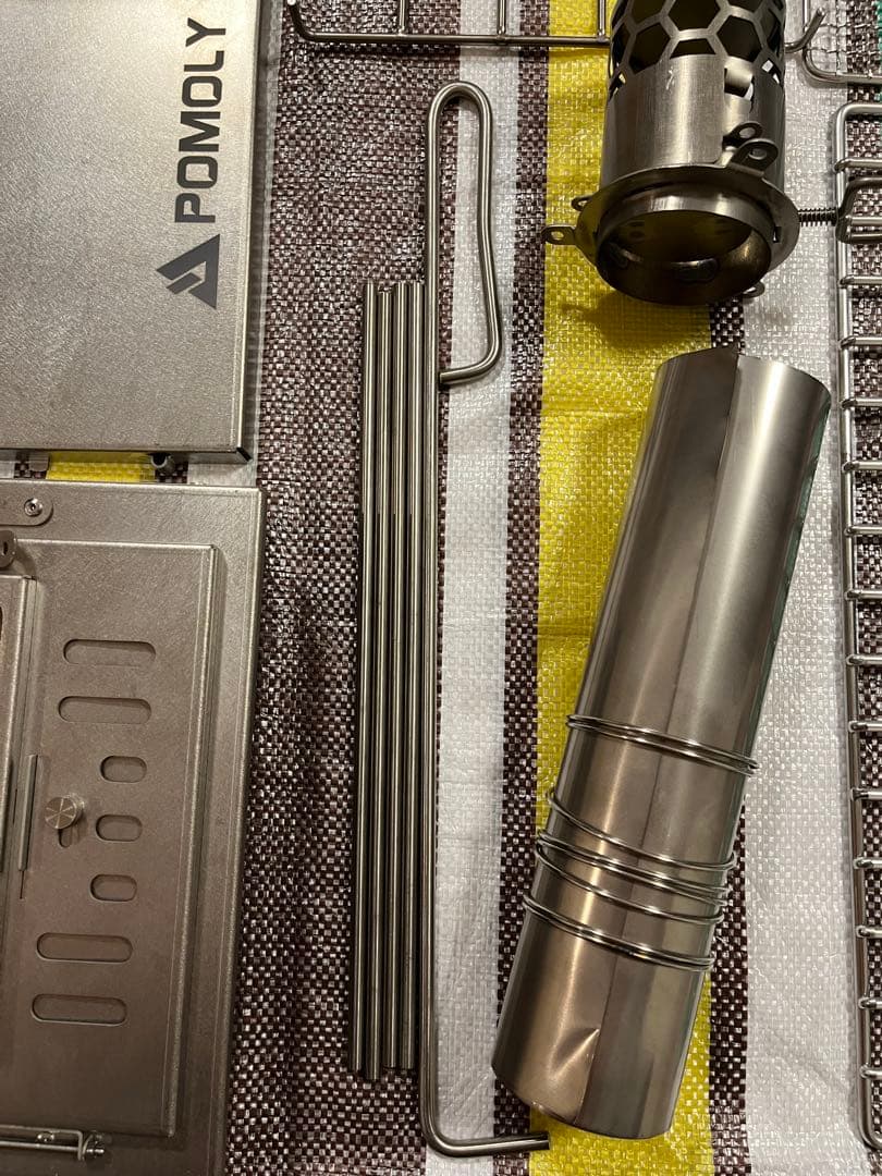 POMOLY 薪ストーブ T1 チタン製 折り畳み式 サイドテーブル付き