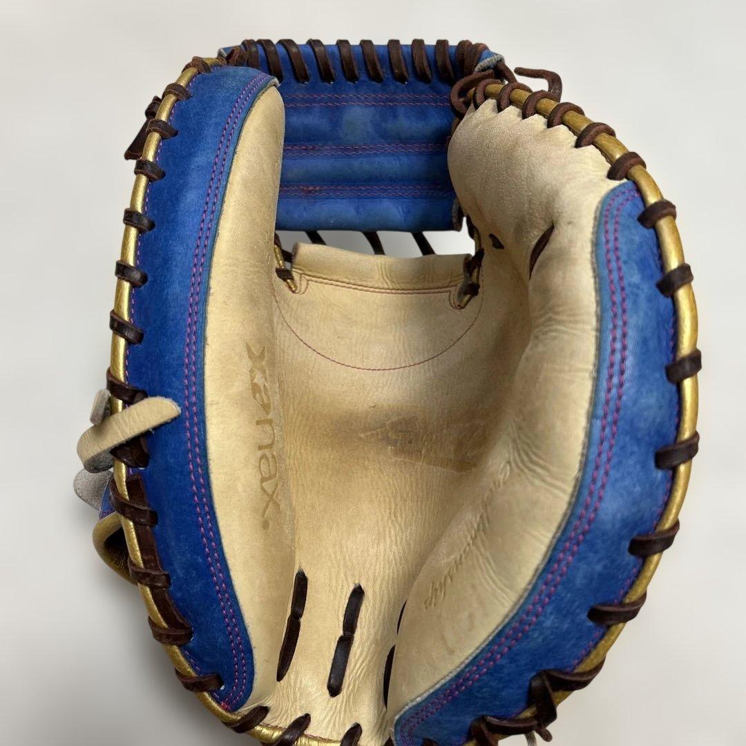 【美品】ザナックス 軟式 キャッチャーミット ブルー✖︎クリームブラウン