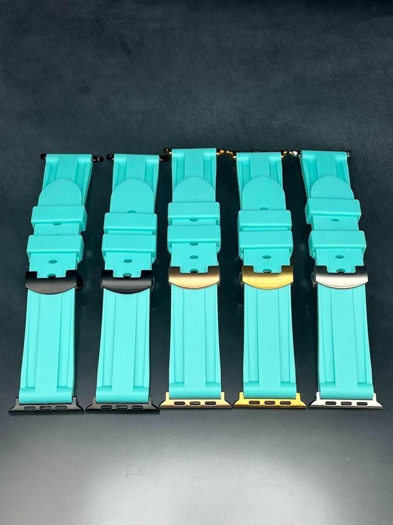 ティファニーブルー　アップルウォッチ　ラバーベルト　バンド　ワイドサイズ