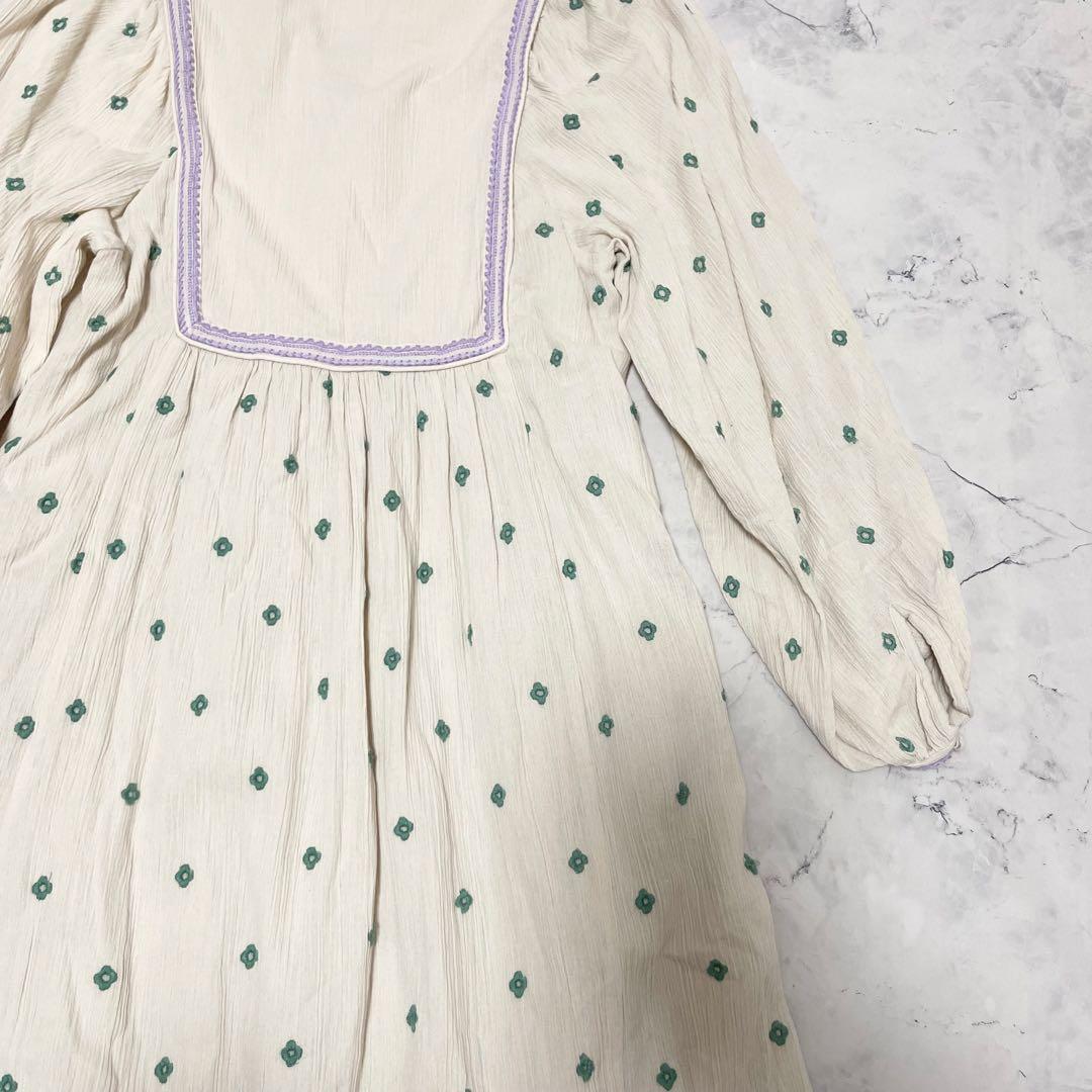 大人気 ヌキテパ コットンガーゼ フラワーモチーフ刺繍ワンピース 2023