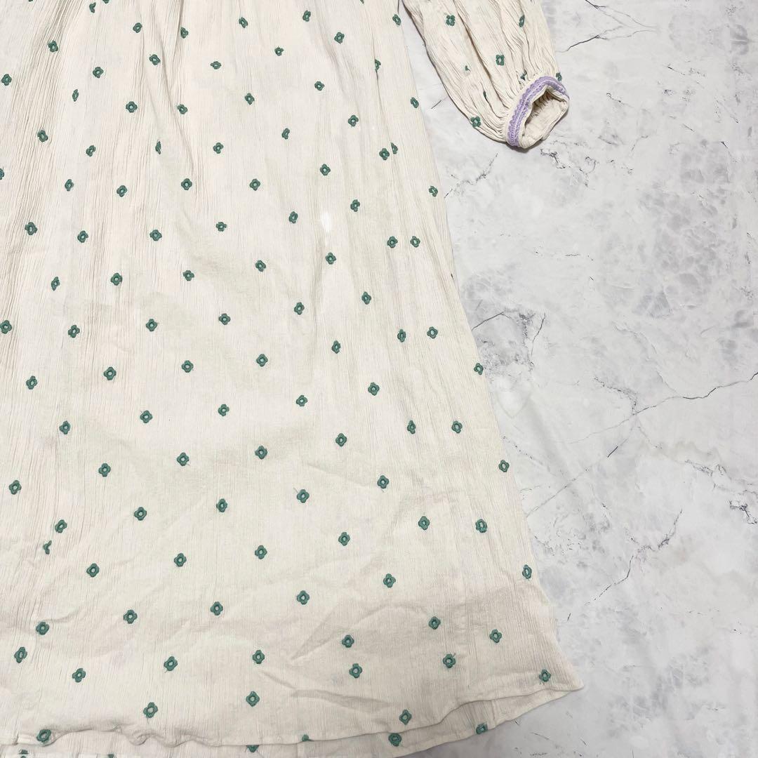 大人気 ヌキテパ コットンガーゼ フラワーモチーフ刺繍ワンピース 2023