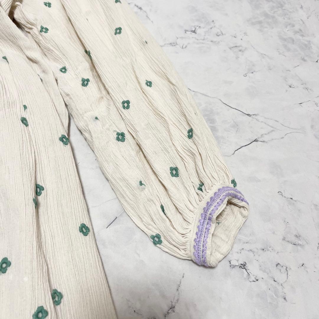 大人気 ヌキテパ コットンガーゼ フラワーモチーフ刺繍ワンピース 2023