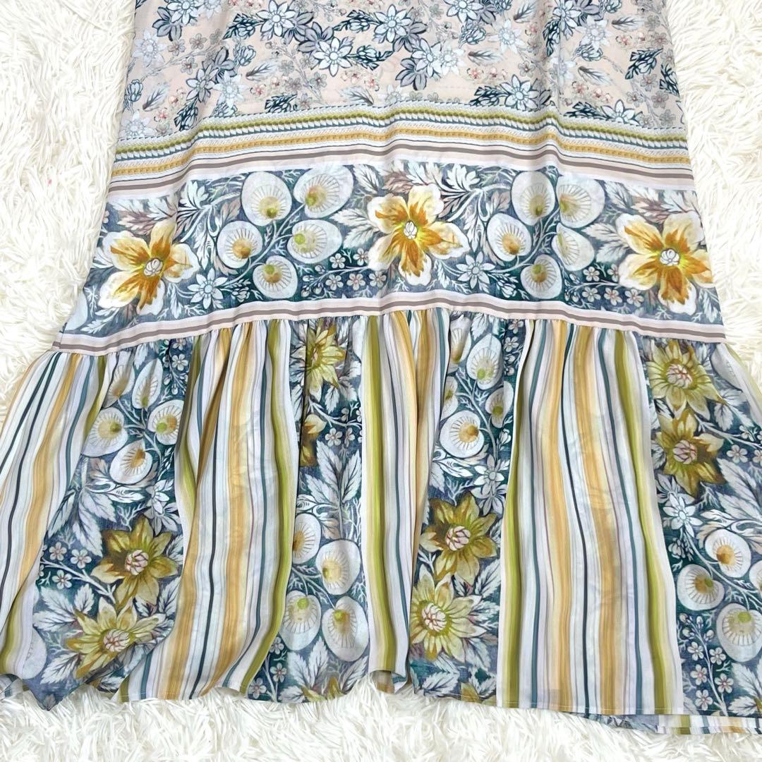 ダイアグラム サラサフラワーワンピース 36 Aライン　ゆったり　ティアード