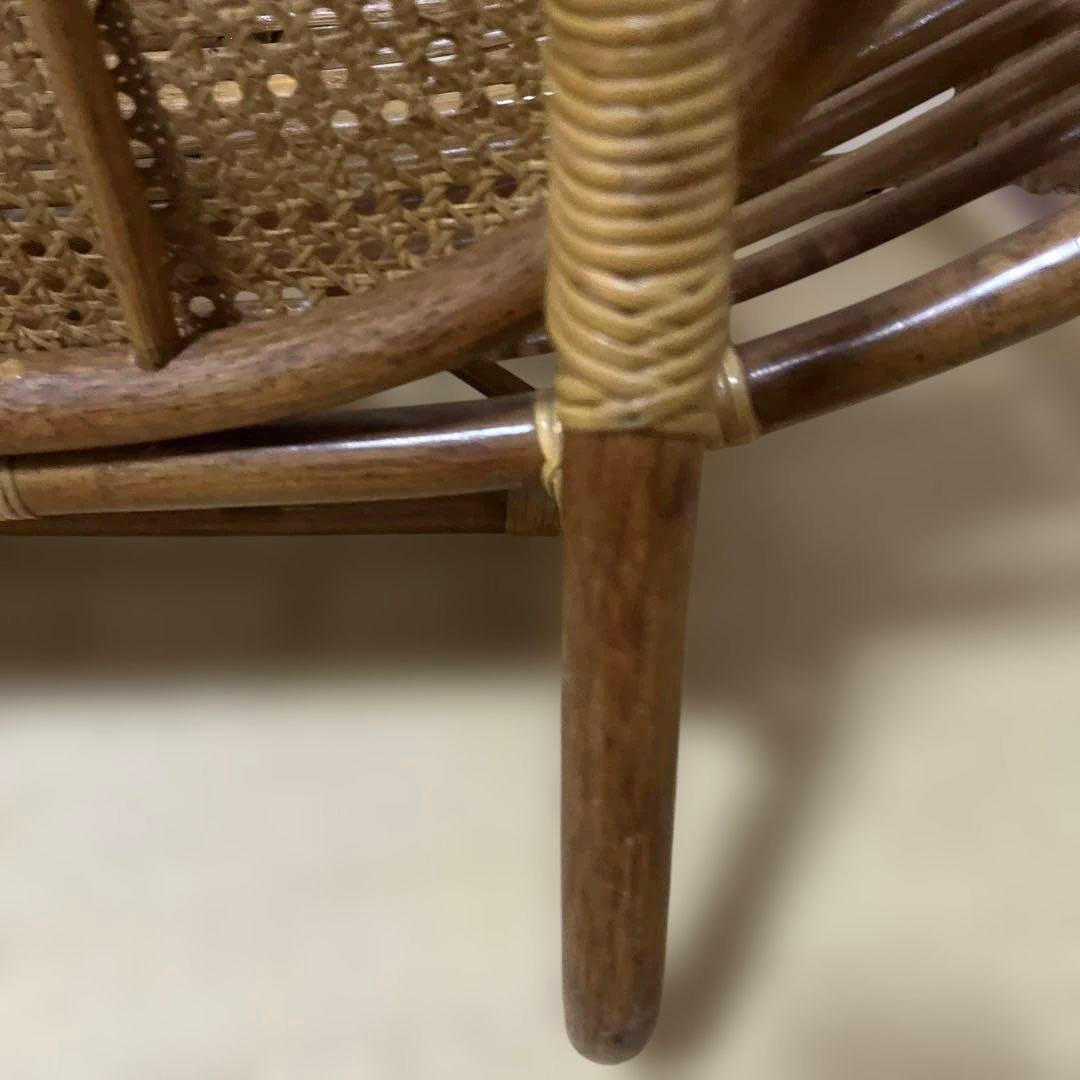 昭和レトロ 花柄　ラタンチェア 2人掛けソファー　　古家具 ビンテージ