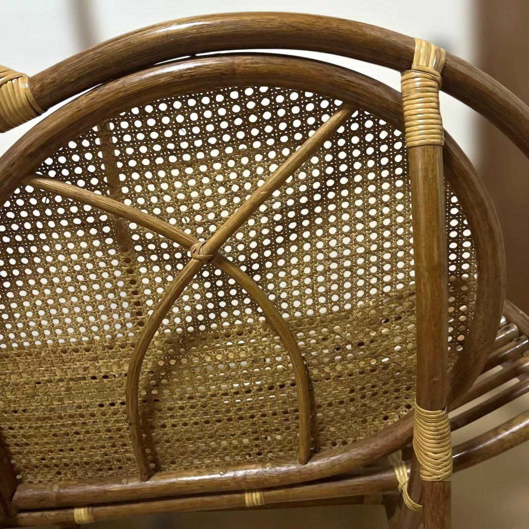 昭和レトロ 花柄　ラタンチェア 2人掛けソファー　　古家具 ビンテージ