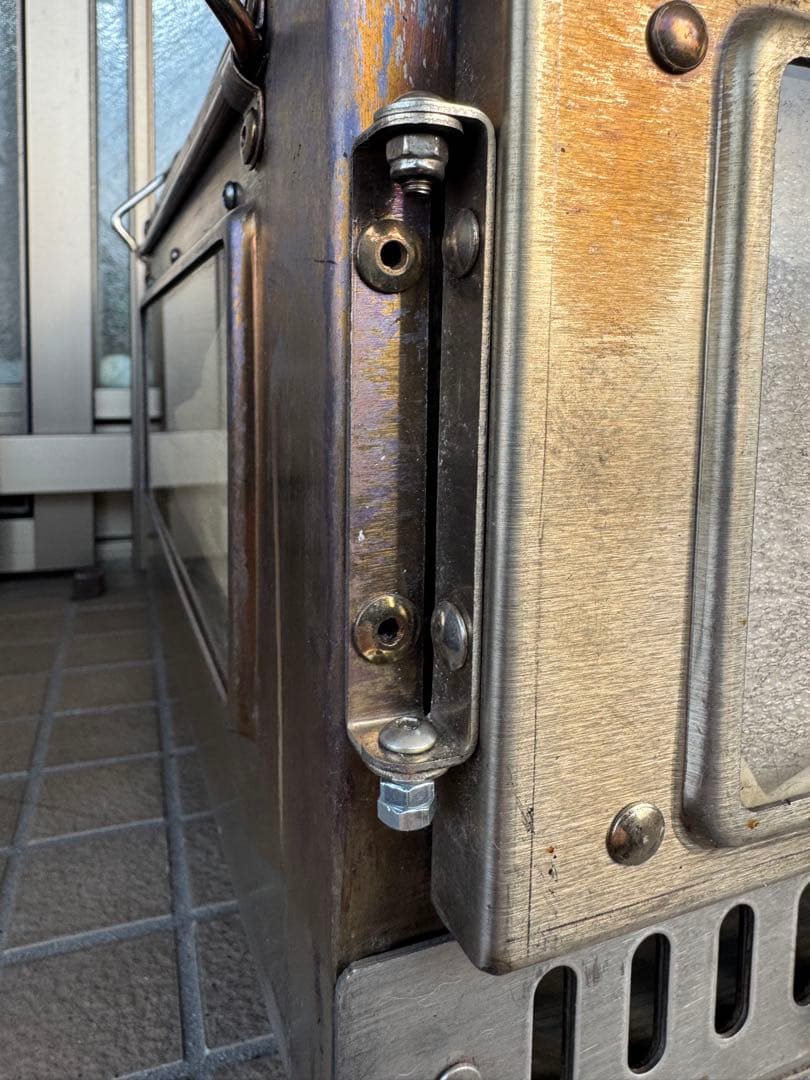 中古　薪ストーブ キャンプ 折りたたみ式 携帯便利 耐熱ガラス窓 グリッド棚搭載