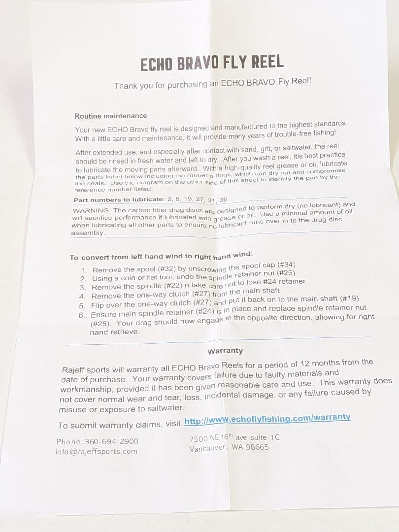 ECHOエコー ブラボー フライリール BRAVO7/9 フライフィッシング