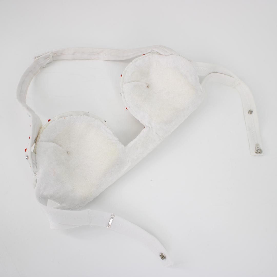 【ベリーダンス用衣装 5点セット】オレンジ ホワイト ラインストーン付き