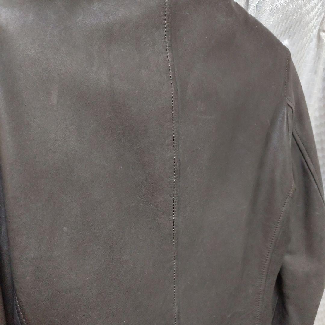 Nicolo Ceschi Berrini スタンドカラーレザー　グレー