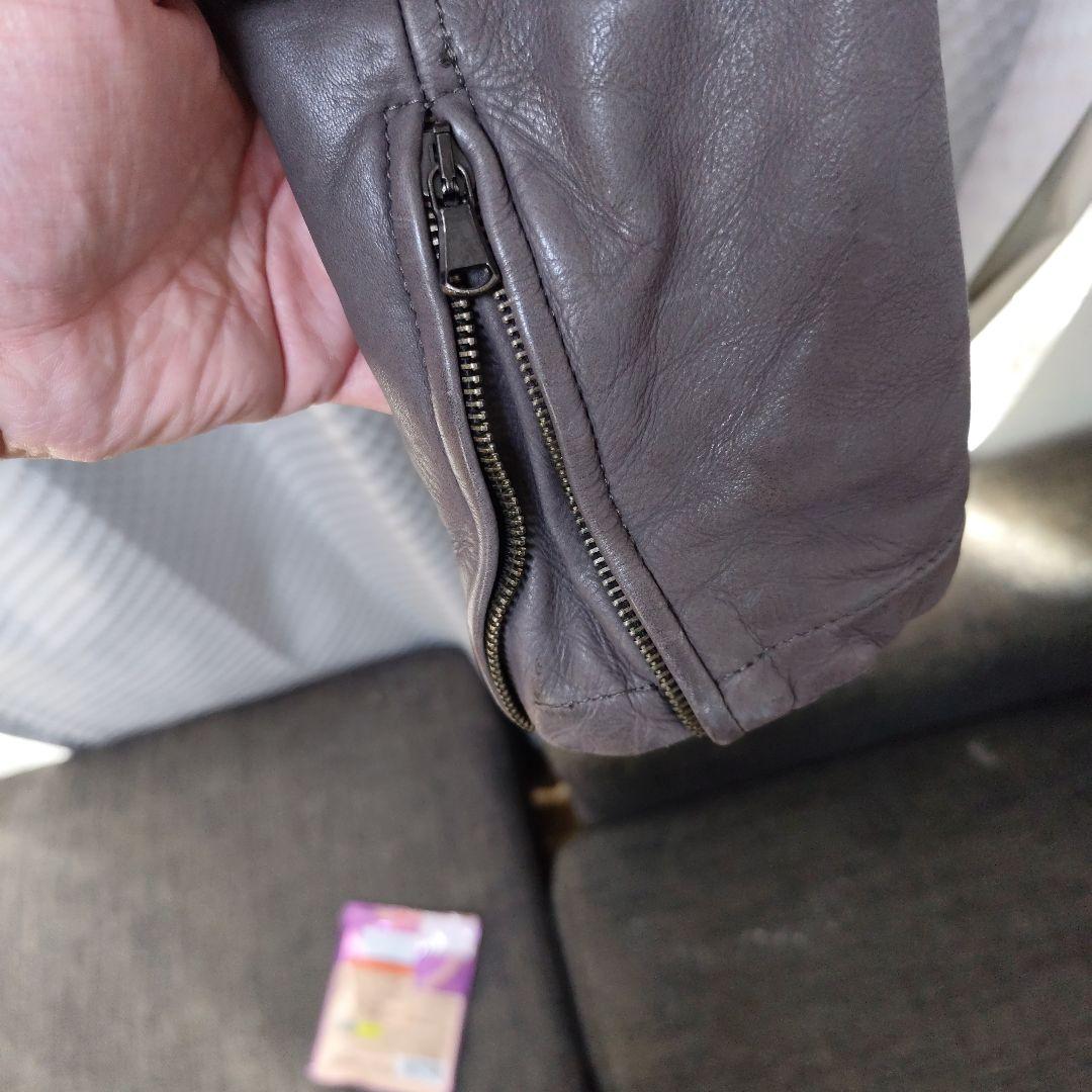 Nicolo Ceschi Berrini スタンドカラーレザー　グレー