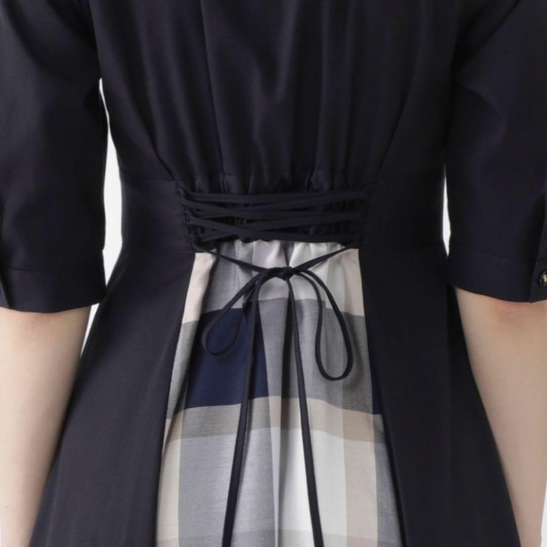 【美品】ブルーレーベルクレストブリッジ ソフティーツイルワンピース ネイビー