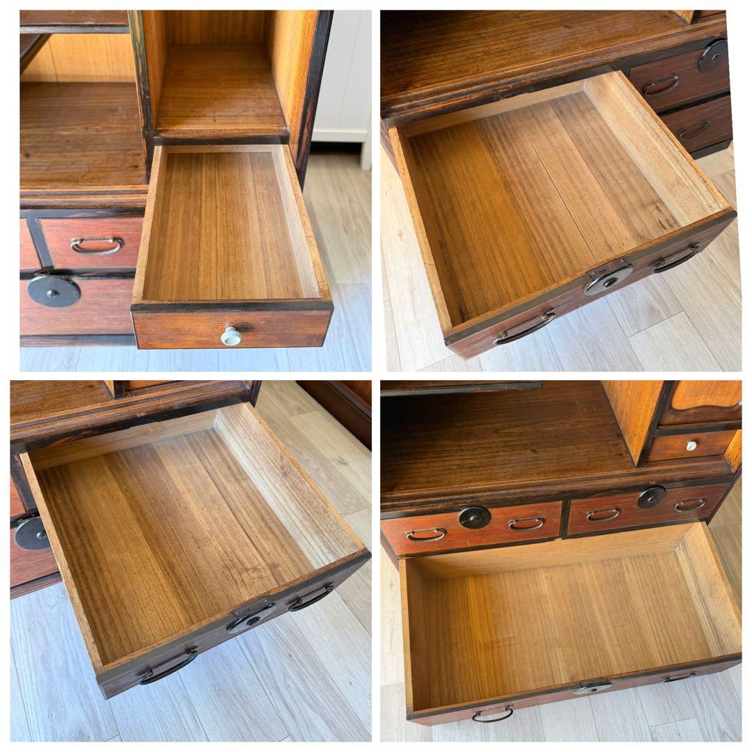 はせ出品 水屋箪笥 茶箪笥 飾り棚 レトロ 木製 古家具 和箪笥