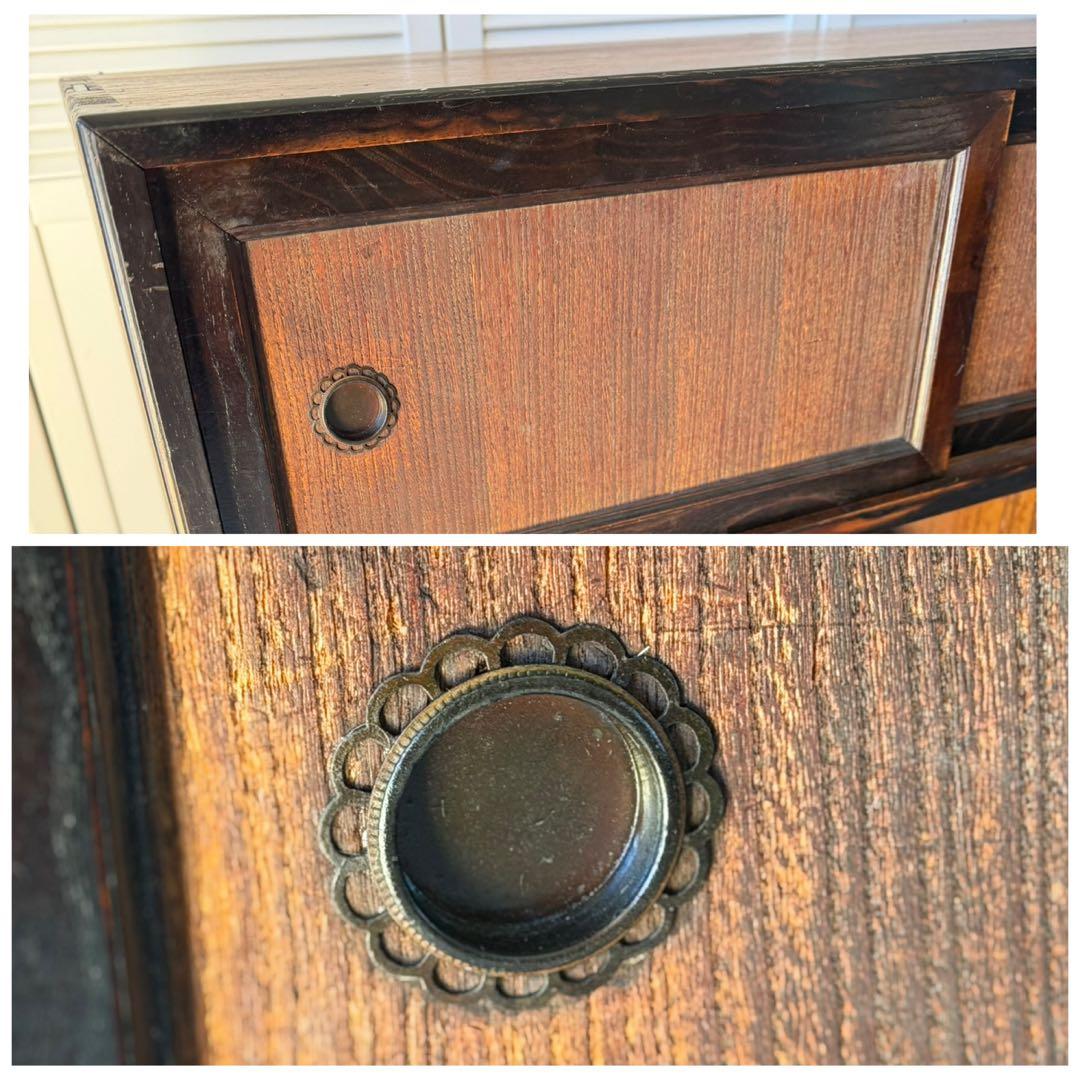 はせ出品 水屋箪笥 茶箪笥 飾り棚 レトロ 木製 古家具 和箪笥