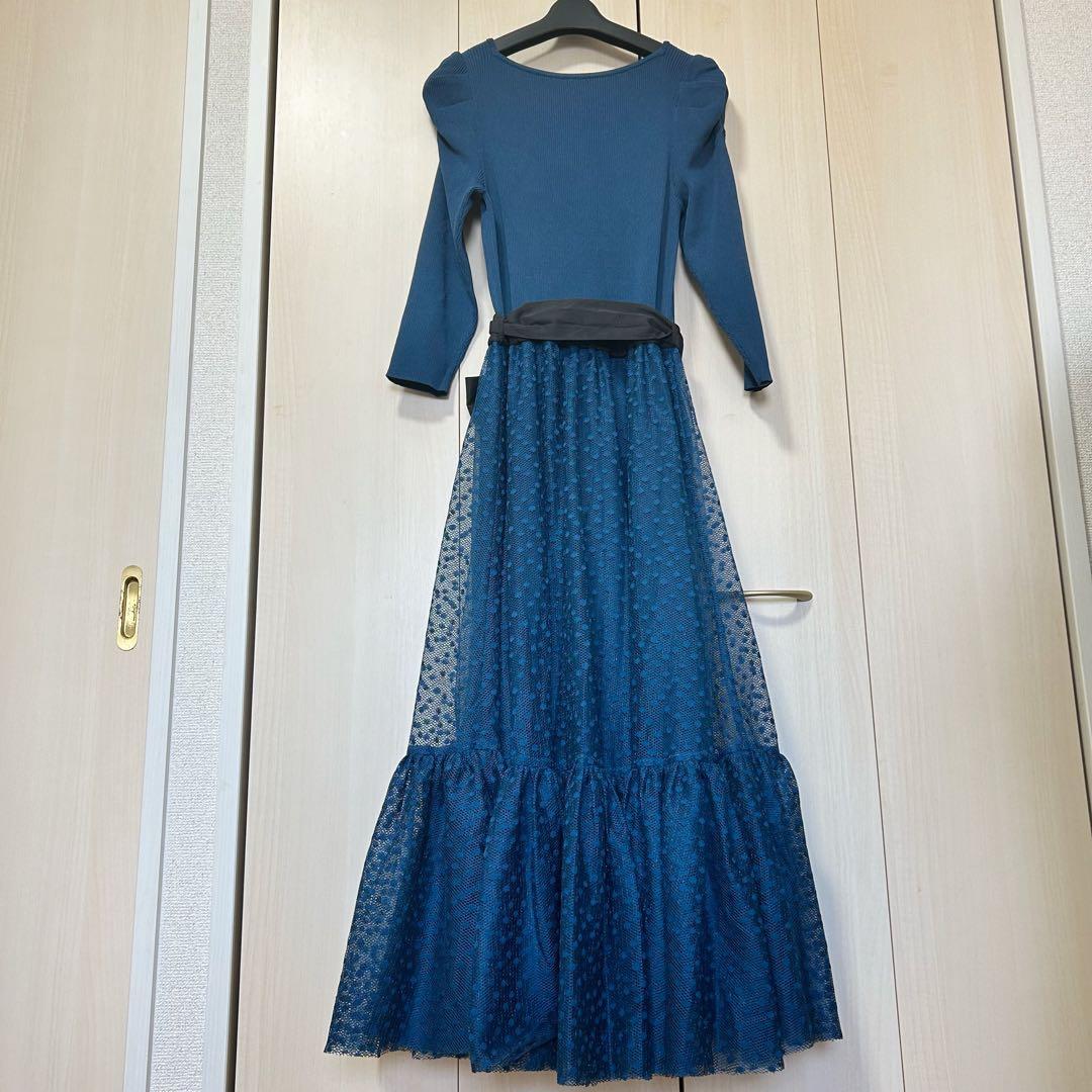 23AW♡グレースコンチネンタル チュールスカートニットワンピース 36 ドット